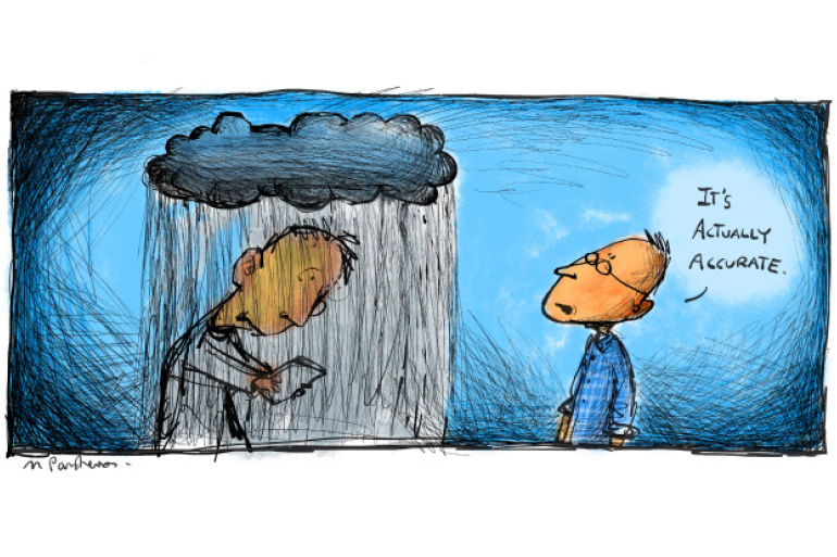 Accurate weather cartoon by Mickey Paraskevas