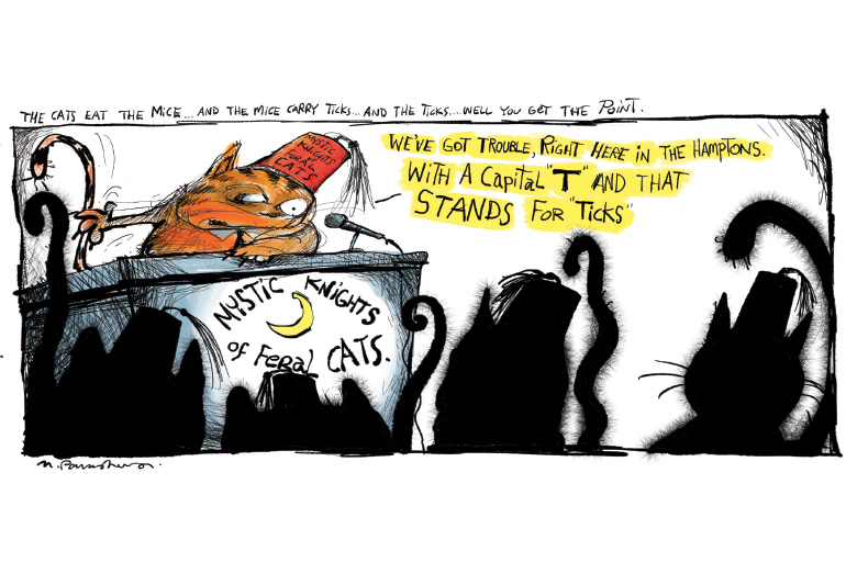 Cats eat mice cartoon by Mickey Paraskevas