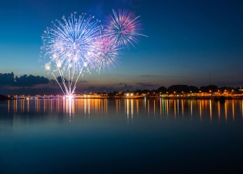 Fireworks over water