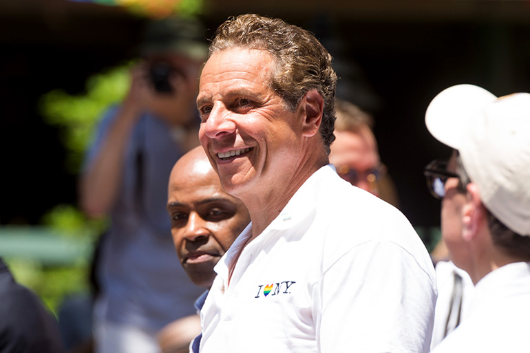 NY Governor Andrew Cuomo at a June 2017 gay pride march