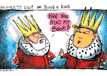 King vs. King cartoon by Mickey Paraskevas