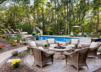 Outdoor fireplace patio