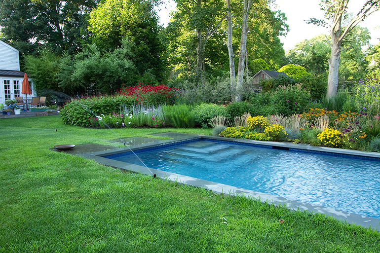 RB Irrigation system by swimming pool in the Hamptons