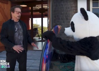 Robert Downey Jr. and the Panda at Amagansett Life-Saving Station for the 2018 Teen Choice Awards