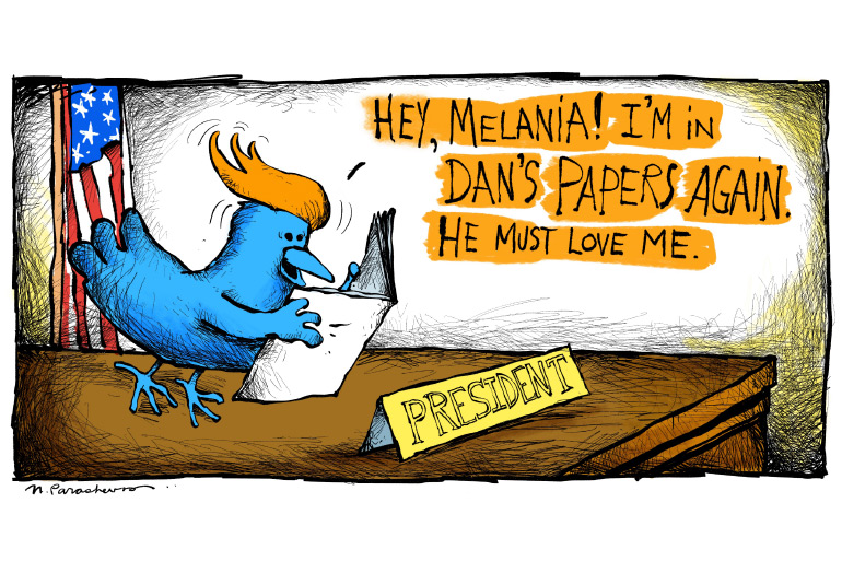 Trump calls Melania cartoon by Mickey Paraskevas