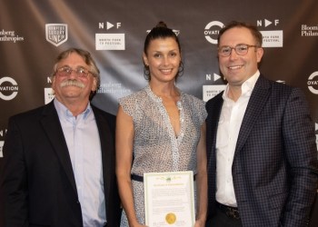 Greenport Mayor George W. Hubbard Jr., Actress Bridget Moynahan, North Fork TV Festival Founder Noah Doyle