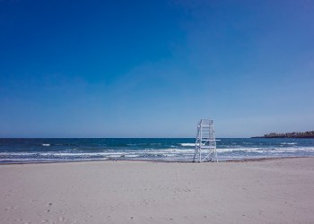 Empty lifeguard chair