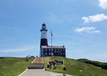 Sidewalk getting rolled up at Montauk Lighthouse