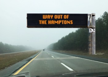 Way Out of the Hamptons sign should help lost vacationers