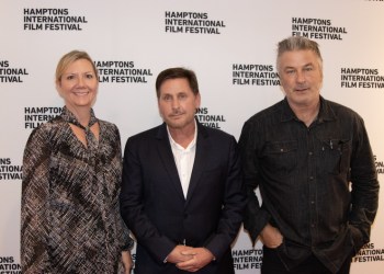 Anne Chaisson, Emilio Estevez, Alec Baldwin at Conversation with Emilio Estevez at Bay Street Theater