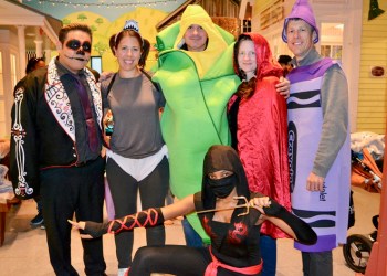 The CMEE group - Kevin Rojas as Sugar Skull, Liz Bard as Baby Shark, Paul Johnson as Corn Stalk, Lara Sweeney as Little Red Riding Hood, Steve Long/CMEE President as a Purple Crayon, Tiffany Stewart as a Ninja