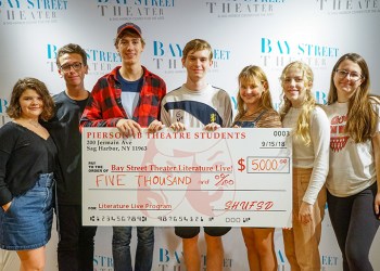 Pierson IB students with $5,000 check for Bay Street Theater