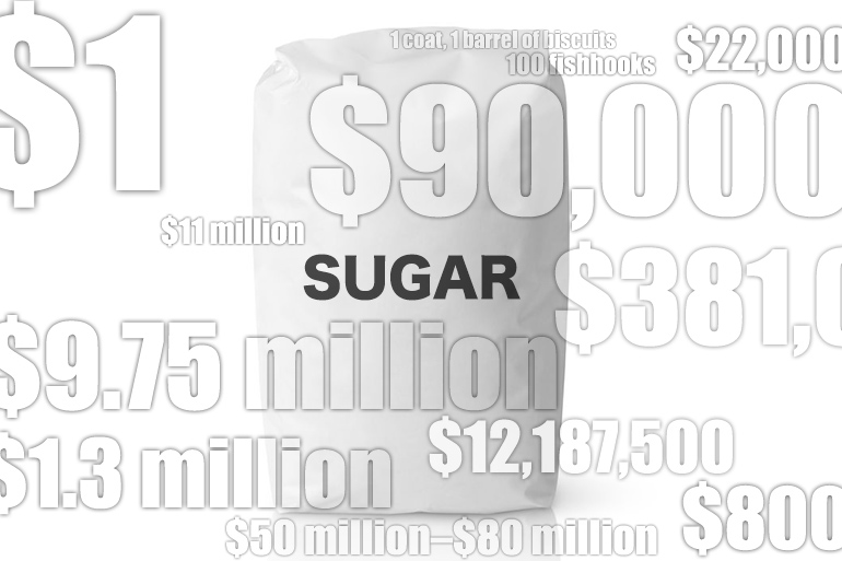 Sack of sugar with October 2018 real estate numbers from Hedges Index