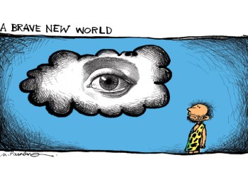 A Brave New World cartoon by Mickey Paraskevas