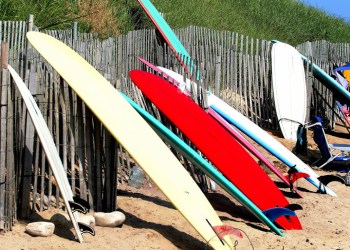 Surfboards at Ditch Plains Beach in Montauk