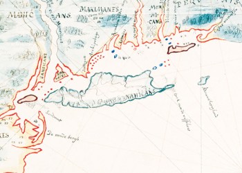 Long Island on Adriaen Block's map of the Northeast