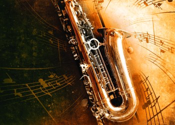 retro sax with old yellowed texture background