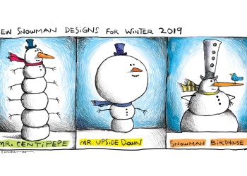 Snowman designs cartoon by Mickey Paraskevas