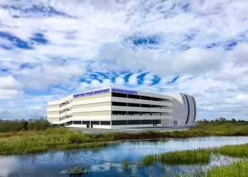 Architectural render of Hamptons Police impound garage on Napeague wetlands