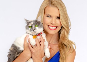 Beth Stern with cat for Kitten Bowl and Cat Bowl