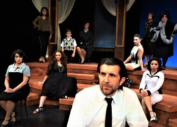 Brian Gill as Guido Contini with the cast of 