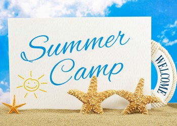 Summer camp banner on the beach