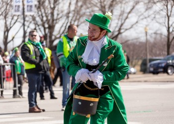 Chicago, Illinois, USA - March 17, 2018, The St. Patrick's Day Parade is a cultural and religious celebration from Ireland in honor of Saint Patrick.