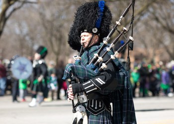 Chicago, Illinois, USA - March 11, 2018, The South Side Irish Parade is a cultural and religious celebration from Ireland in honor of Saint Patrick.