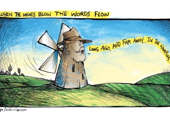 Dan windmill cartoon by Mickey Paraskevas