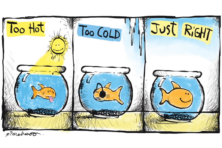 Gold fish bowls cartoon by Mickey Paraskevas