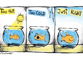 Gold fish bowls cartoon by Mickey Paraskevas