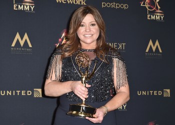 Racheal Ray holds her 2019 Daytime Emmy statue, won for her Rachael Ray Show