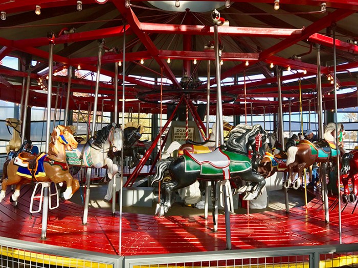 Antique Greenport carousel in Mitchell Park