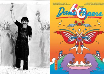 Classic shot of Peter Max on Reagan's White House lawn in 1981 and the July 5, 2019 Dan's Papers cover art