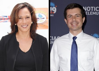 Kamala Harris, Pete Buttigieg; Photos: ©PATRICKMCMULLAN.COM, John Parra/TELEMUNDO