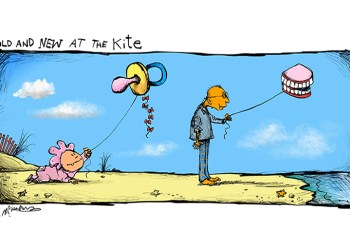 Old and new Dan's Kite Fly cartoon by Mickey Paraskevas