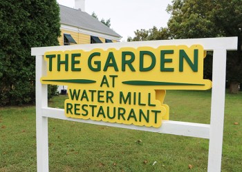 The Garden at Water Mill sign