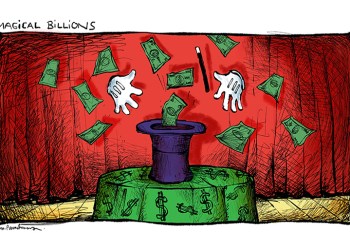 Magical billions cartoon by Mickey Paraskevas