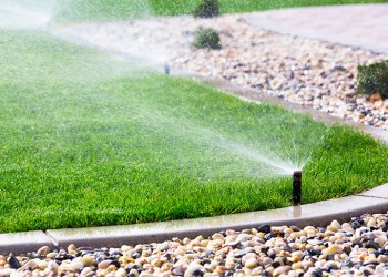 automatic sprinklers watering grass