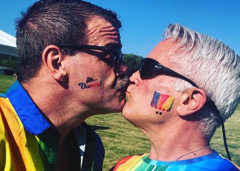 Jimmy Mack (right) with husband Brian Mott at the Hamptons Tea Dance