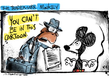 Trademark Monkey cartoon by Mickey Paraskevas