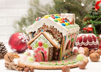 Gingerbread house. Christmas holiday sweets. European Christmas