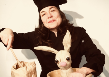 Liz Joyce and Itty Bitty the Marzipan Bunny