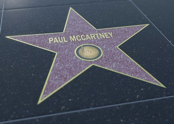 Hollywood Walk of Fame star with PAUL MCCARTNEY inscription. Editorial 3D