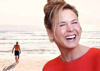 Renée Zellweger laughing and Commissioner Aspinall on beach vacation