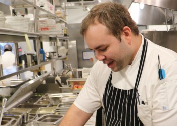 Chef Kyle Koenig in the Preston House kitchen