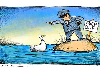 Gardiners Island cartoon by Mickey Paraskevas