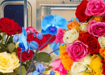 Flower bouquets stuffed on the Hamptons Subway