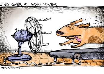 Wind power again cartoon by Mickey Paraskevas