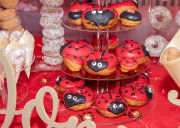 Ladybug-themed doughnuts for Katie’s Courage by Dreesen’s Catering